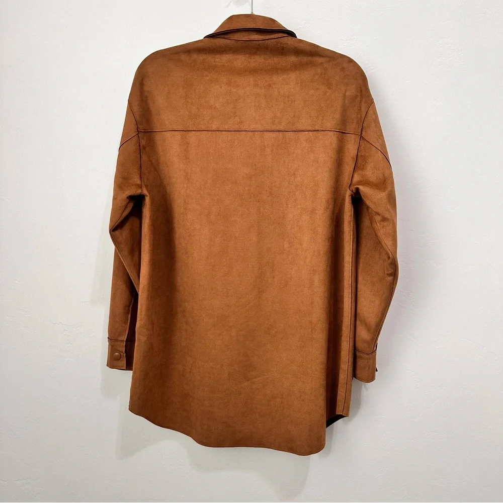 Well Worn Brown Faux Suede Button-Up  Jacket Size Medium - Picture 14 of 14